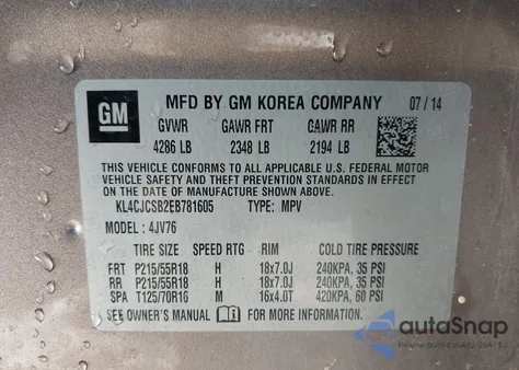 2014 Buick Encore Leather из США, поврежденный, VIN KL4CJCSB2EB781605